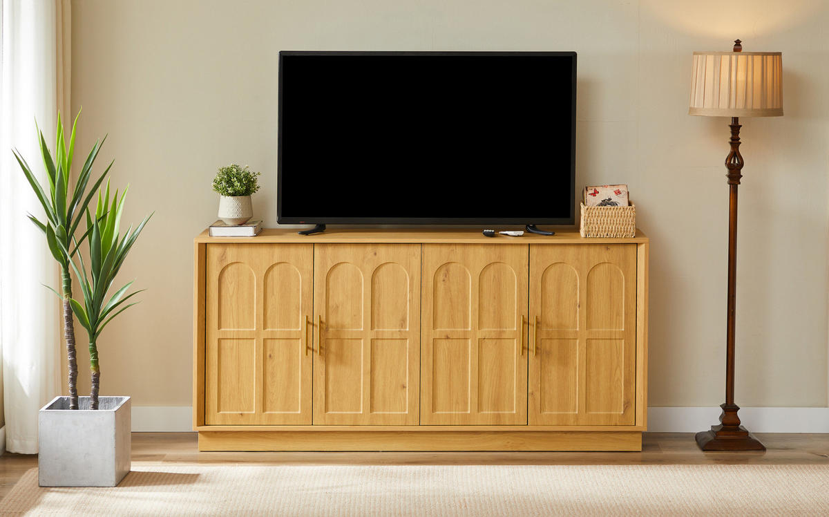 SIDEBOARD 169/40/80 cm in Naturfarbe mit 4 Türen & viel Stauraum - Naturfarben, Holzwerkstoff (169/80/40cm) - BEAOK
