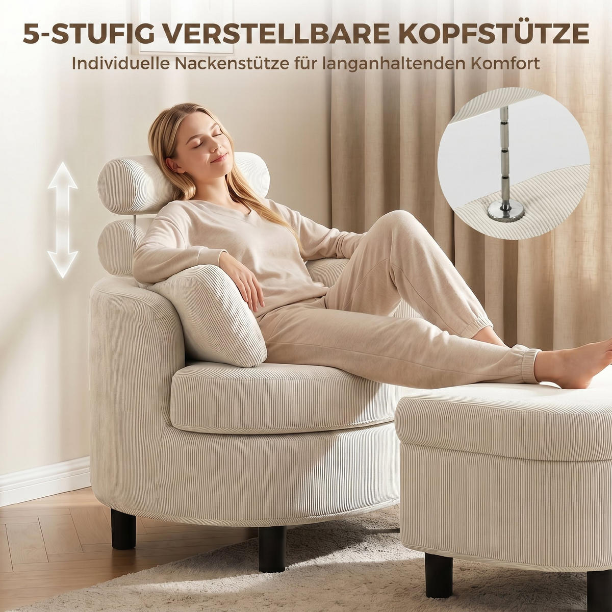 SESSEL Creme 85.5/69.0/78.0cm - Creme, Textil (69/78/85.5cm)