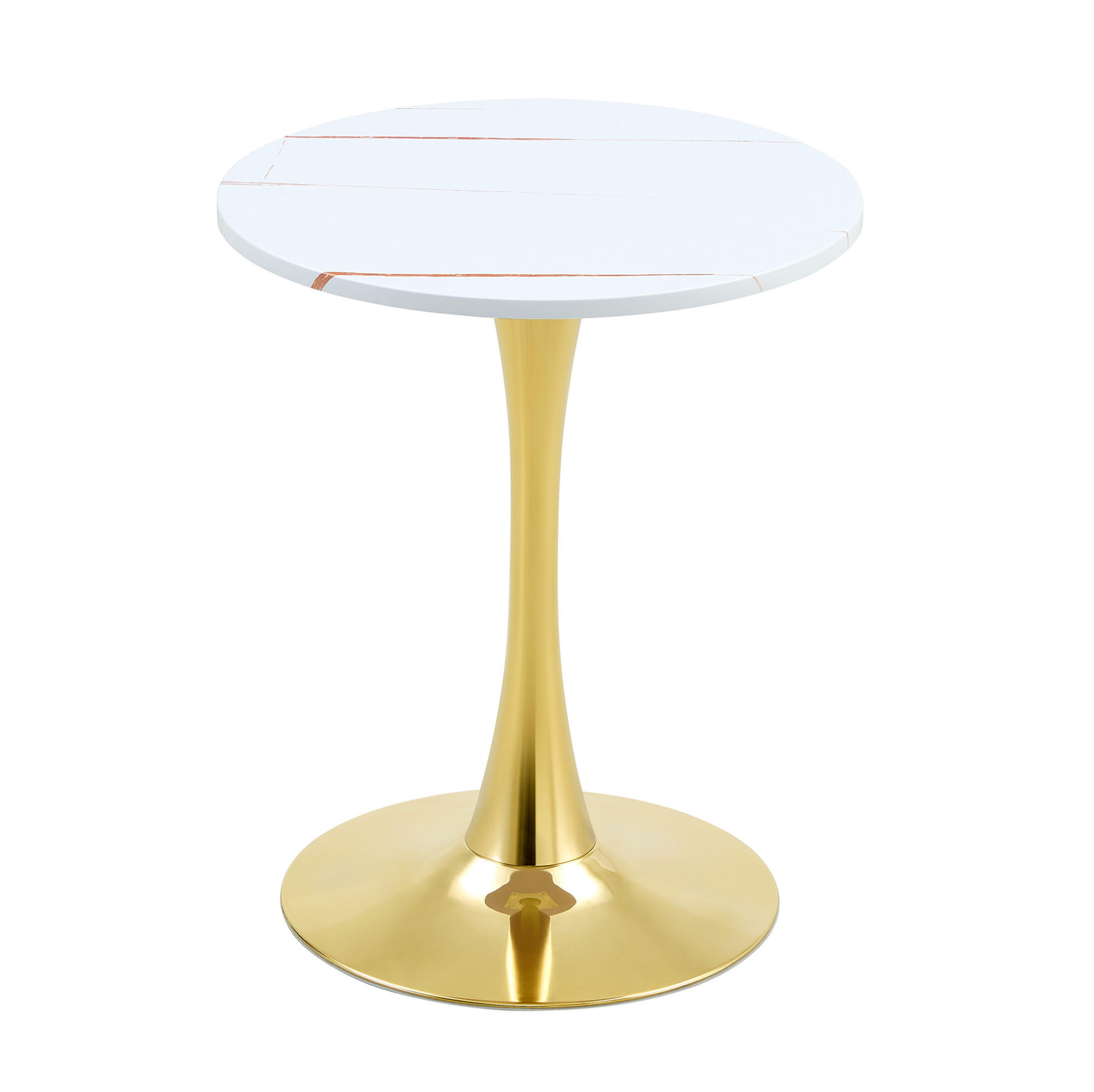 BEISTELLTISCH 60/60/72 cm mit thermoformter MDF-Tischplatte und Metallgestell, runde Form, Weiß/Gold - Weiß, Holzwerkstoff (60/60/72cm) - Redom