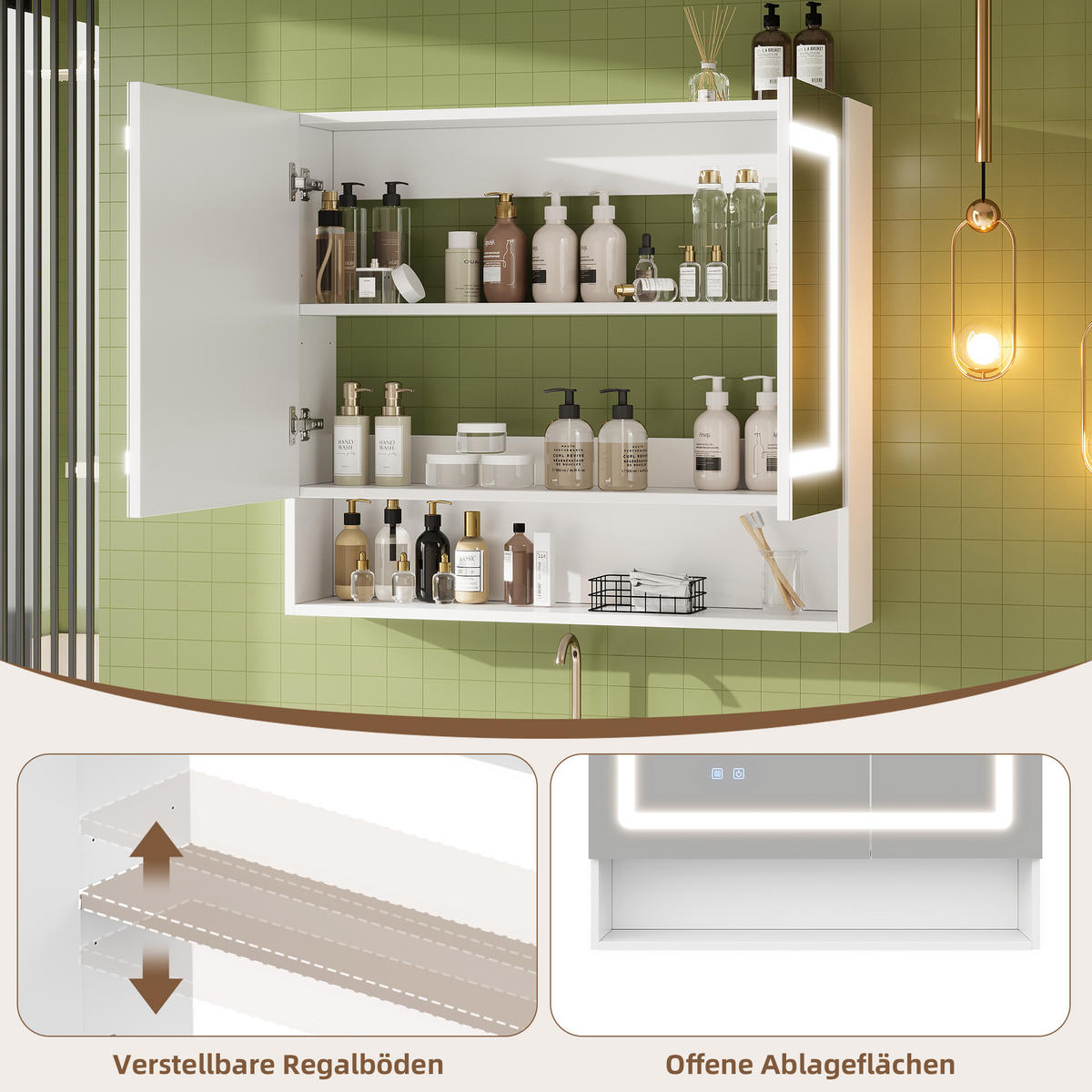 WASCHTISCHKOMBI 80/17/70 cm Weiß mit LED-Beleuchtung und Soft-Close-Funktion - Weiß, Holz/Holzwerkstoff (17/70/80cm) - Oxeza