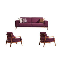 SITZGARNITUR Retry Grau Stellvariante:2+1+1 - Violett, Holz (187/85/100cm) - Villa Möbel