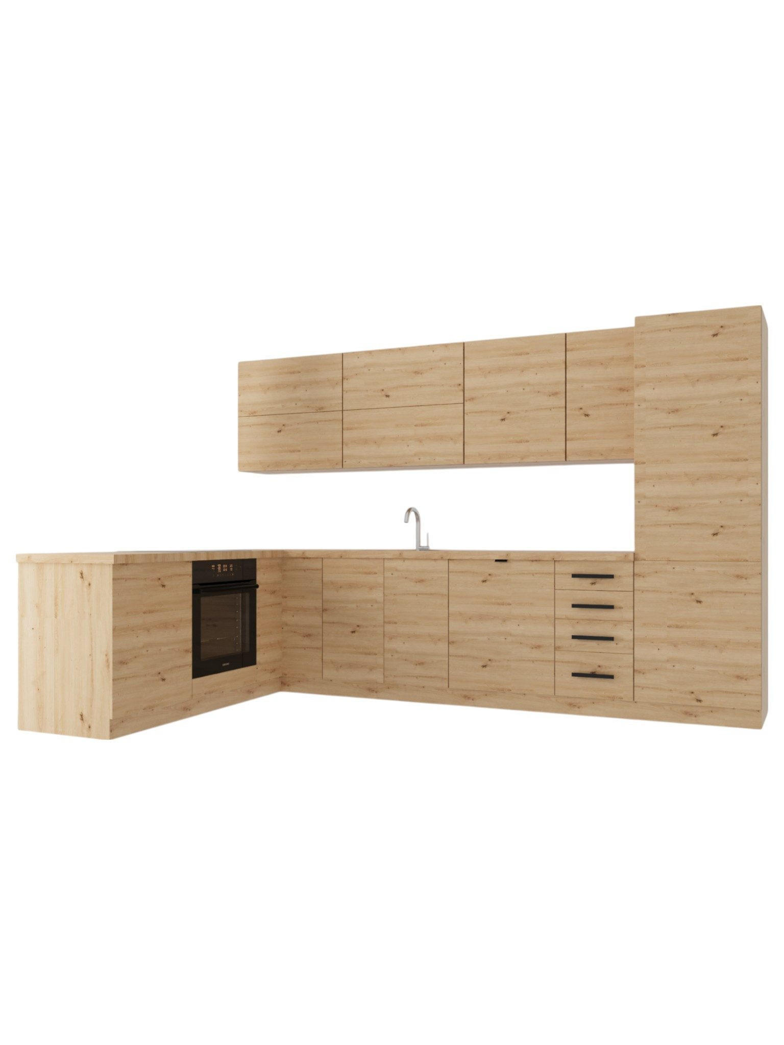 ECKKÜCHE 330 x 210 cm – Nexa K53-G330 – in Woodline / Matt - Schwarz/Eiche Artisan, Holz/Metall (330/212/58cm) - ROYAL24_MARKT