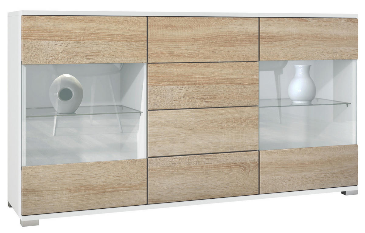 SIDEBOARD Bari Eiche sägerau - Eiche San Remo, Holzwerkstoff (138.5/75.5/35cm) - Vladon