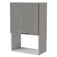 MIKROWELLENUMBAUSCHRANK Essen W4MK/60 Grau Hochglanz / Weiß Matt 60 / 32,5 / 96cm - Weiß/Grau, Holz/Holzwerkstoff (60/96/32.5cm) - Feldmann-Wohnen