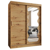 SCHWEBETÜRENSCHRANK 200/150/62 2-türig - Silberfarben/Eiche Artisan, Holz (150/200/62cm) - MÖBEL KRYSPOL