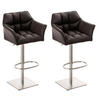 BARHOCKER 2er Set Lederlook Braun - Edelstahlfarben/Braun, Textil/Metall (64/88/45cm) - CLP