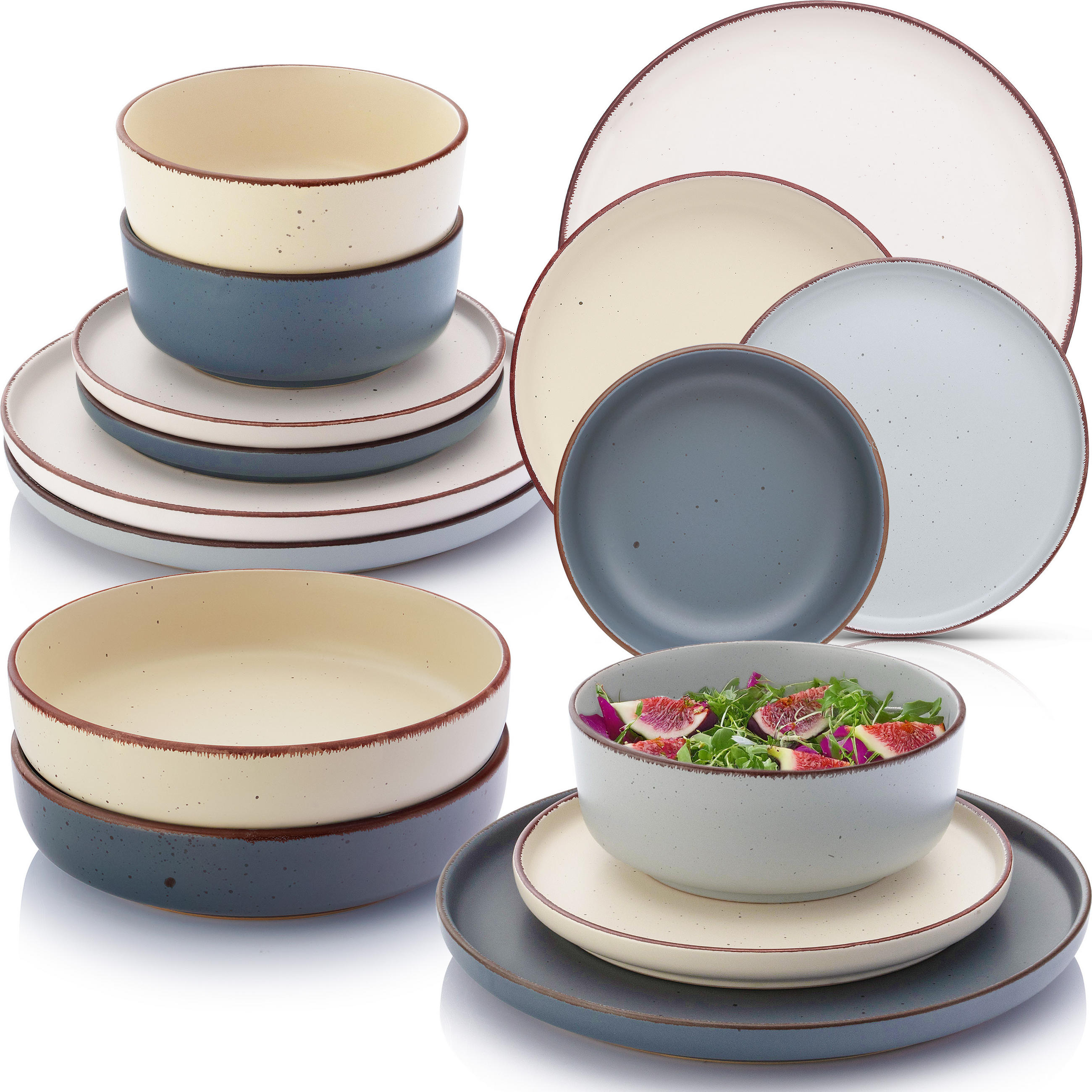 TAFELSERVICE BOMBAY MOONLIGHT - 16 tlg aus Steingut - Multicolor, Stein (27/9.5/27cm) - Sänger