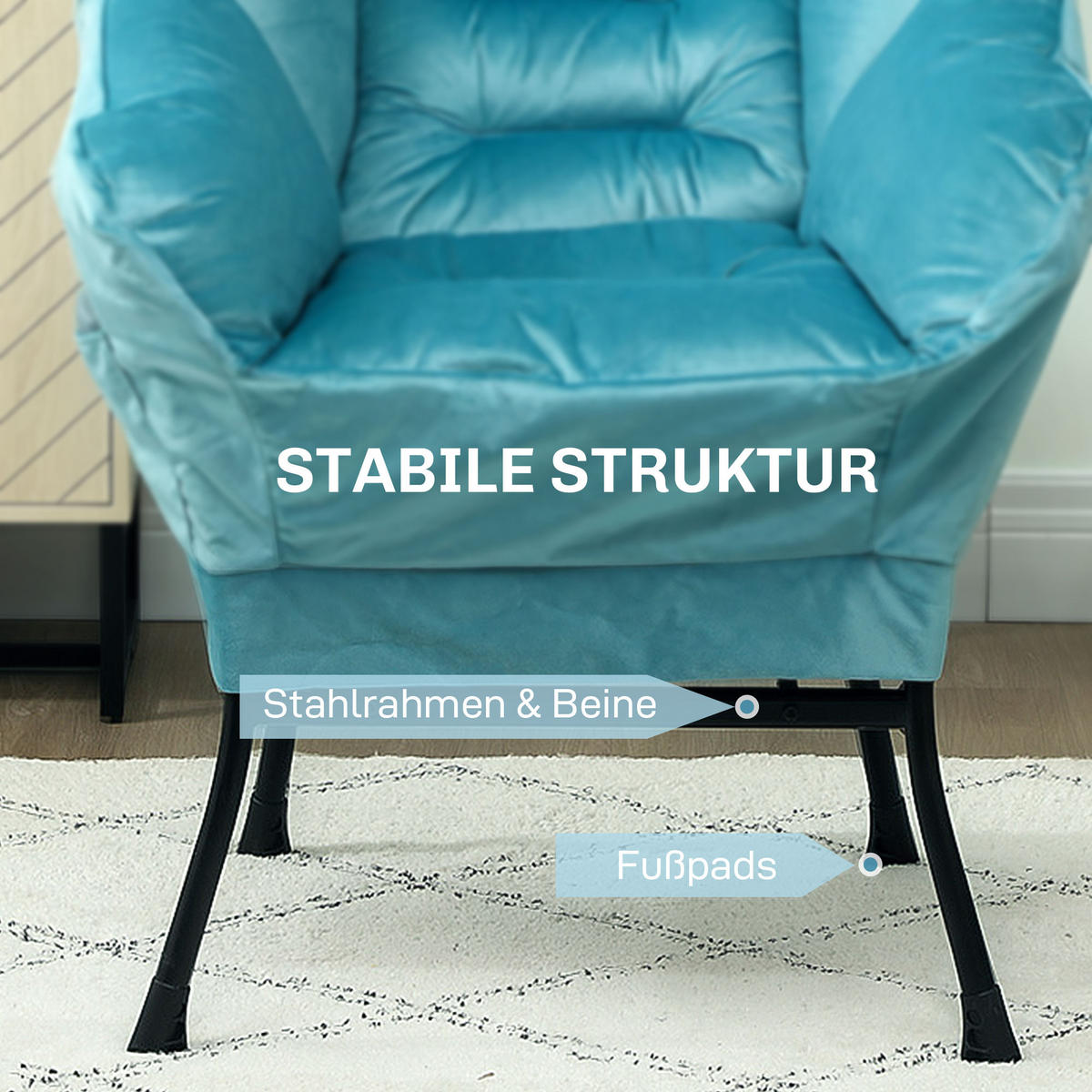 SESSEL - Blau, Kunststoff (78/100/80cm) - HOMCOM