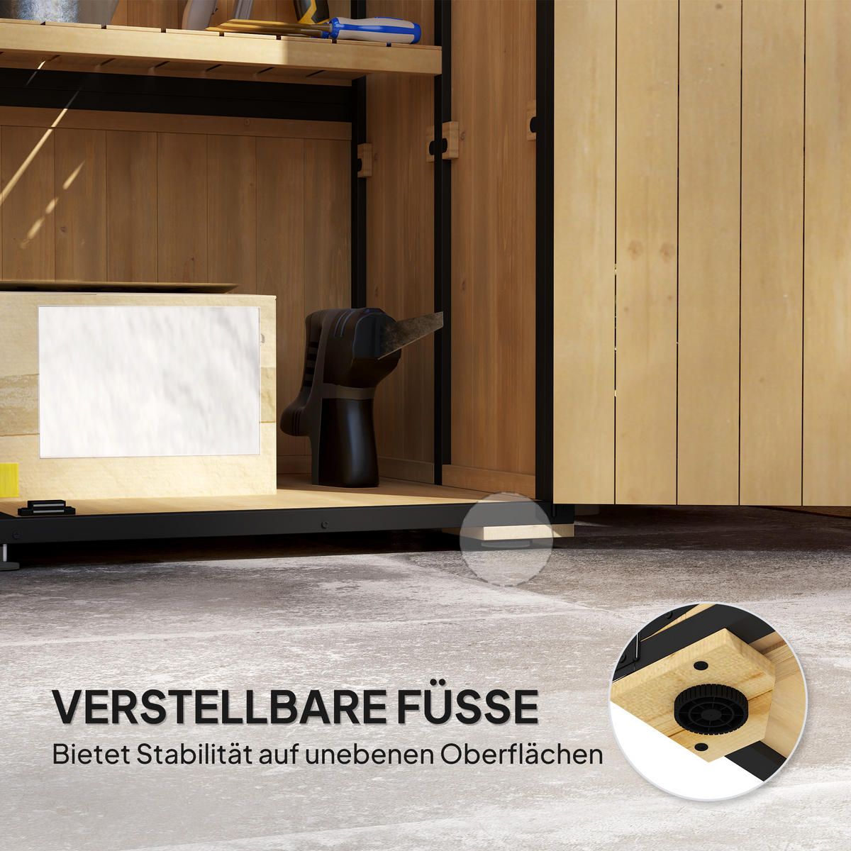 GARTENSCHRANK DE-09217 Naturholz - Naturfarben, Holz (74/173/140cm) - ComfortXL