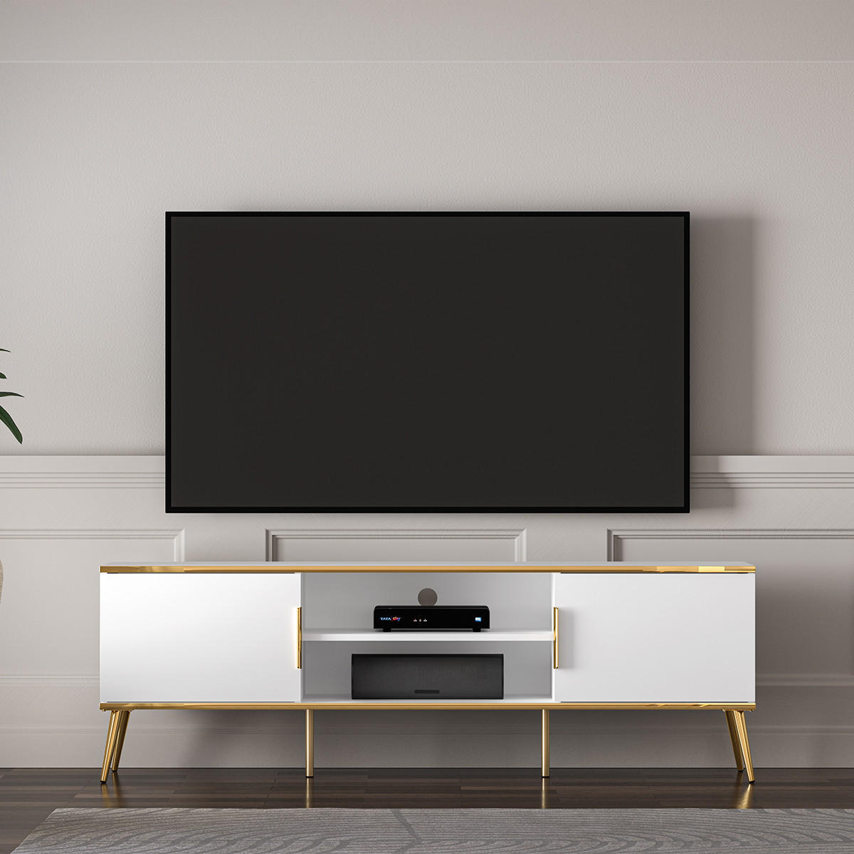 TV-MÖBEL Zora Weiß - Weiß, Holzwerkstoff (160/53/40cm) - Petits-meubles