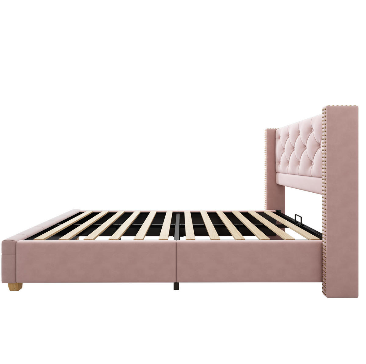 POLSTERBETT aus Samt 90x200 cm in Rosa mit Lattenrost - Rosa, Textil (90/200cm) - Modfu