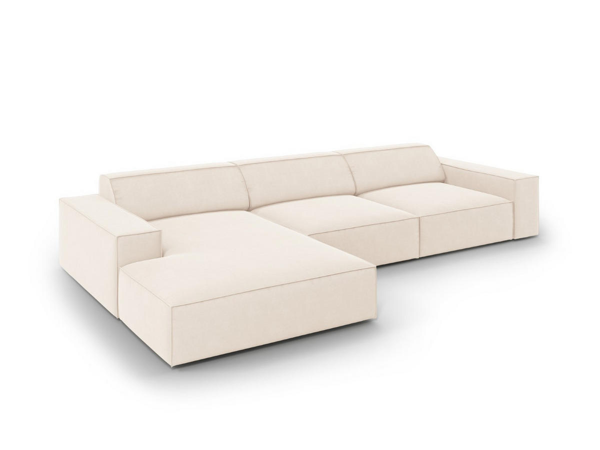 ECKSOFA links Jodie aus Samt leichtes beige 4 Sitzplätze - Beige, Textil (166/284cm) - Micadoni