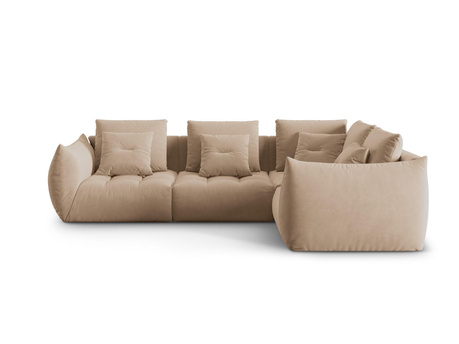 ECKSOFA modular rechts Bloom aus Samt sandfarben 3 Sitzplätze - Sandfarben, Textil (216/316cm) - Micadoni