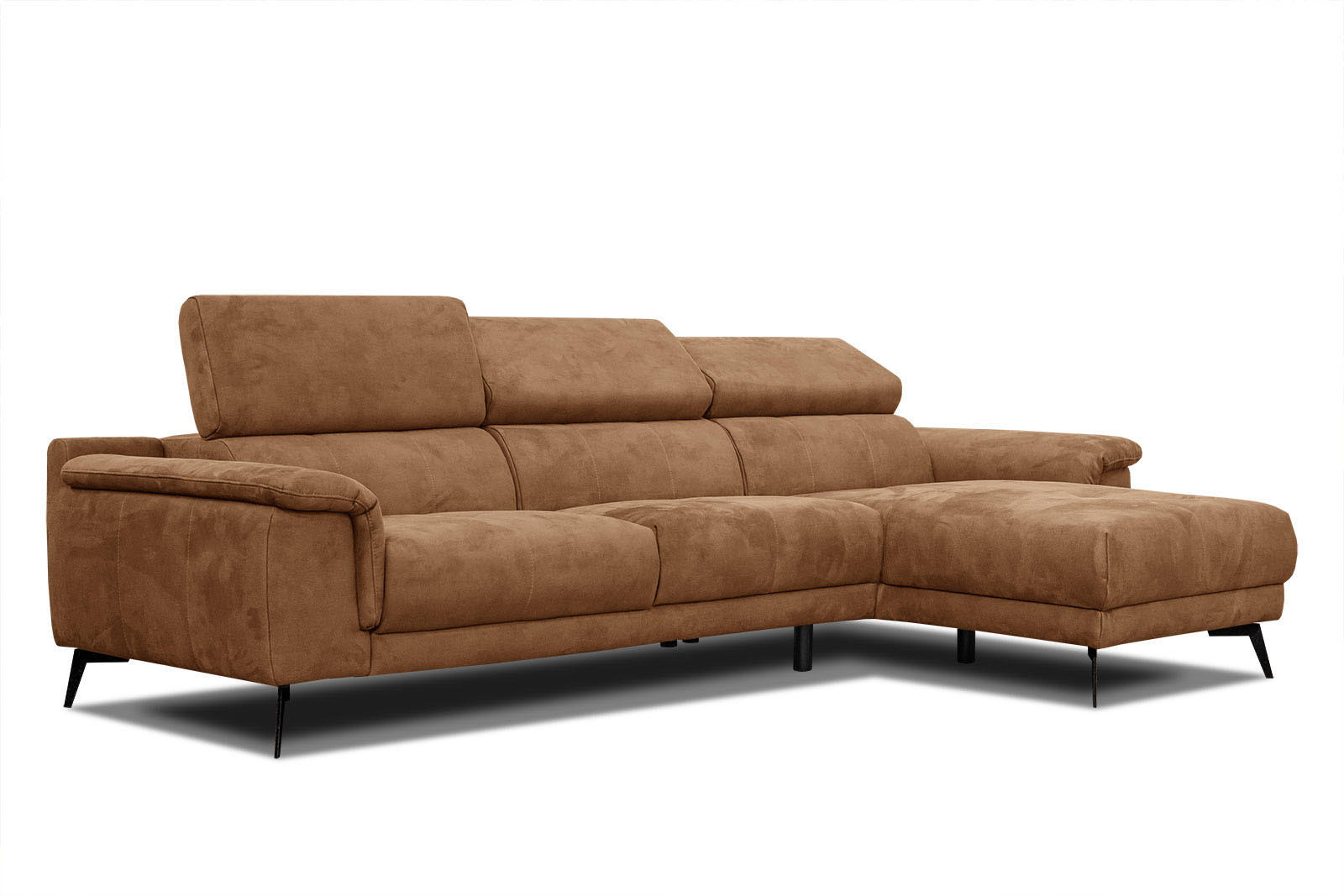 ECKSOFA FIERO 4-Sitzer, braun - Schwarz/Braun, Holzwerkstoff/Textil (288/170cm) - Courtois Laville