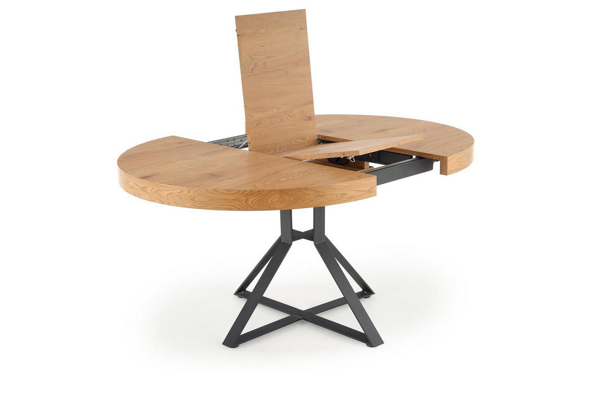 ESSTISCH rund Eiche Gold - Schwarz ausziehbar - Eichefarben/Schwarz, Holzwerkstoff (120/120/76cm) - designimpex