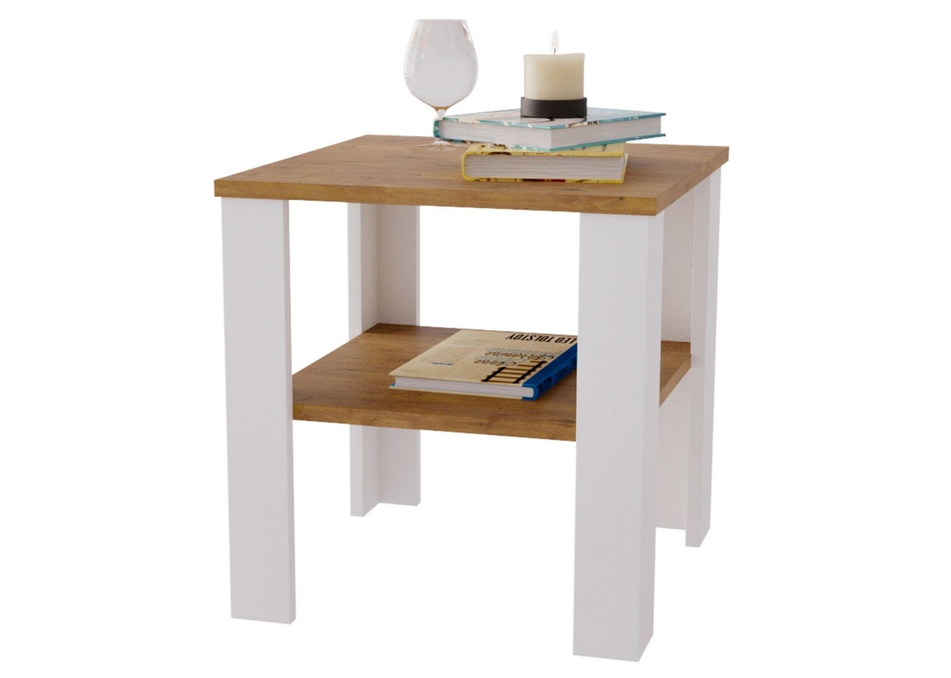 COUCHTISCH Lara53 53/47/53 - Nussbaumfarben/Weiß, Holzwerkstoff (53/53/47cm) - RAUMHIRSCH FURNITURE