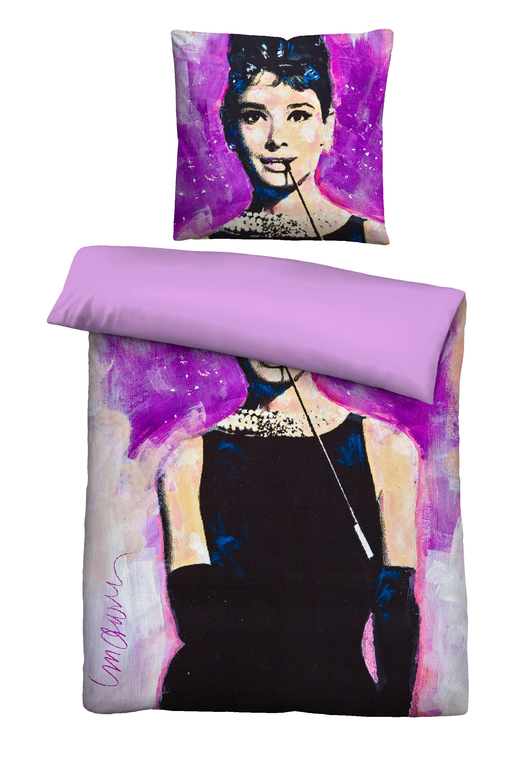SID Maurer Bettwäsche-Garnitur Violett 135x200 cm