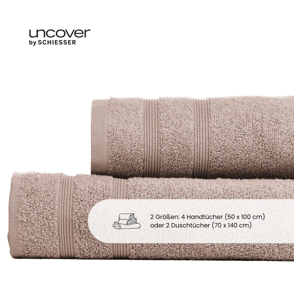 HANDTUCHSET Brooklyn - 4-teilig - 50x100cm - Taupe - Taupe, Textil (50/100cm) - Uncover by Schiesser