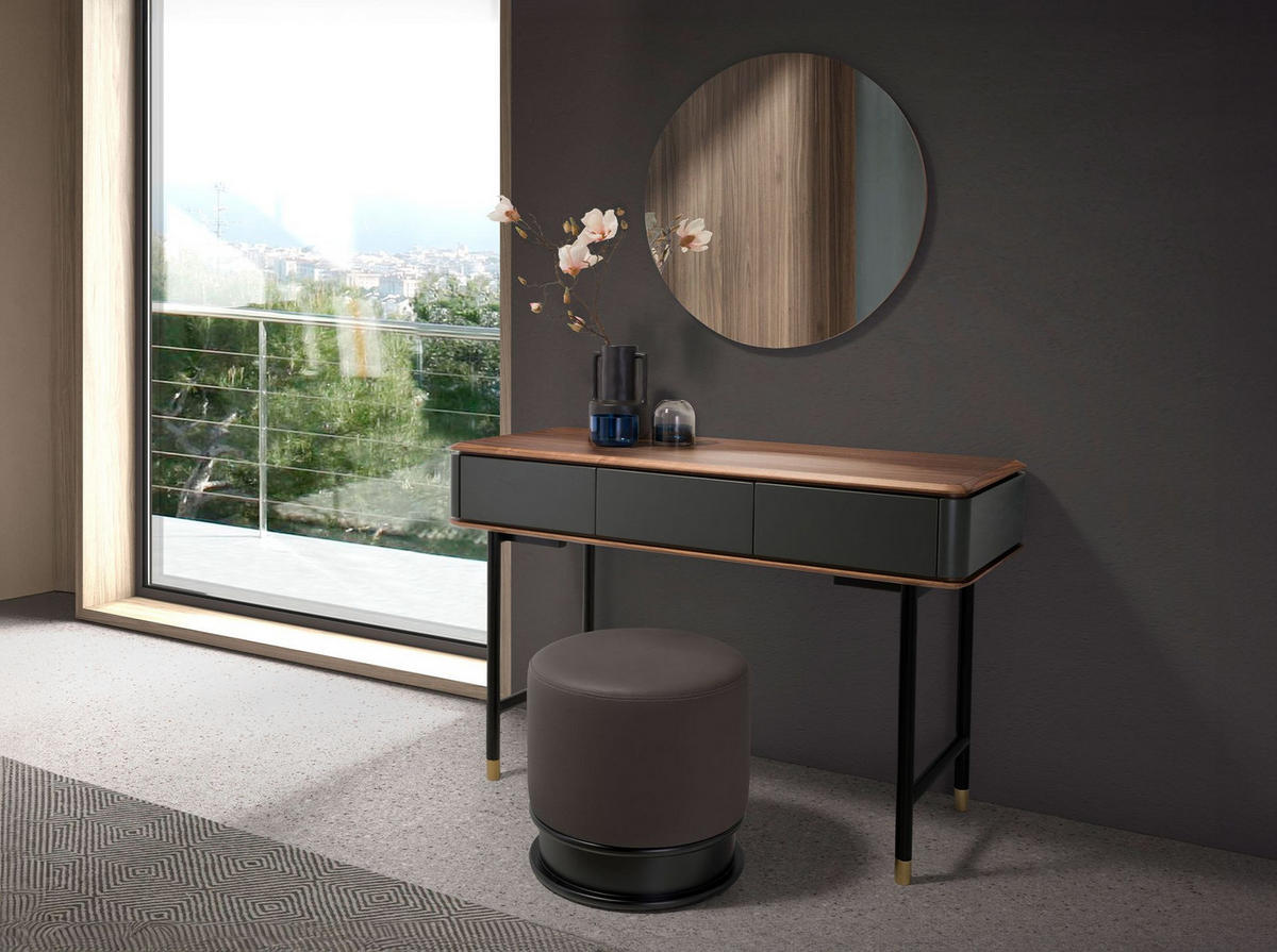 POUF Dunkelgraues Öko-Leder-Pouffe Ø43/42 cm - Dunkelgrau, Leder (43/42/43cm) - ANGEL CERDA