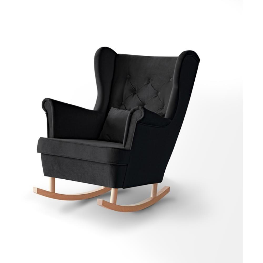 SCHAUKELSTUHL Fabio schwarz mit Buchenbeinen - Buchefarben/Schwarz, Textil (82/103/108cm) - Beautysofa