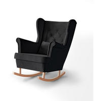 SCHAUKELSTUHL Fabio schwarz mit Buchenbeinen - Buchefarben/Schwarz, Textil (82/103/108cm) - Beautysofa