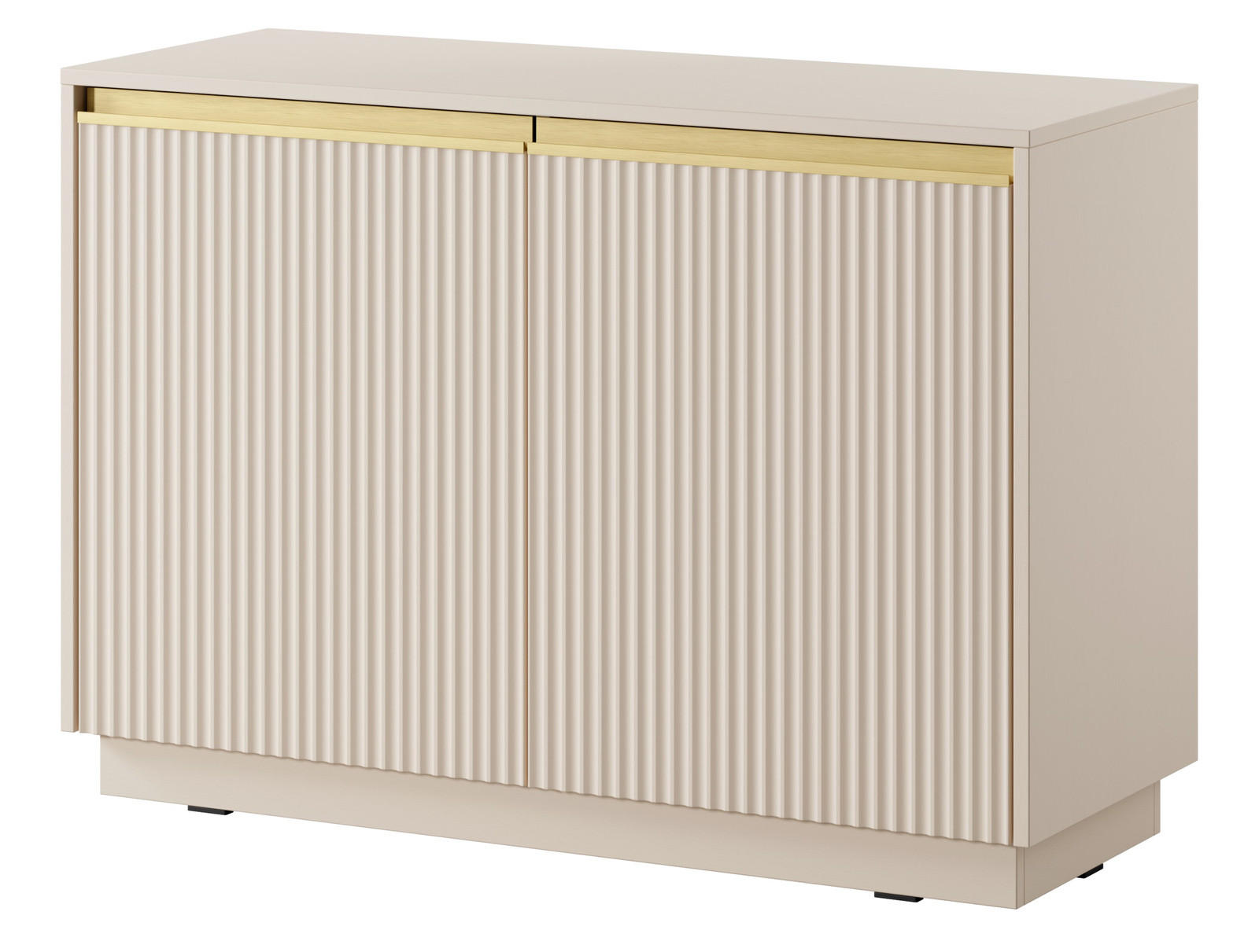 KOMMODE Loren 104 cm mit zwei Türen und geriffelten Fronten in Kaschmirfarbe - Kaschmir/Goldfarben, Holzwerkstoff/Metall (104/72/39cm) - Ravio