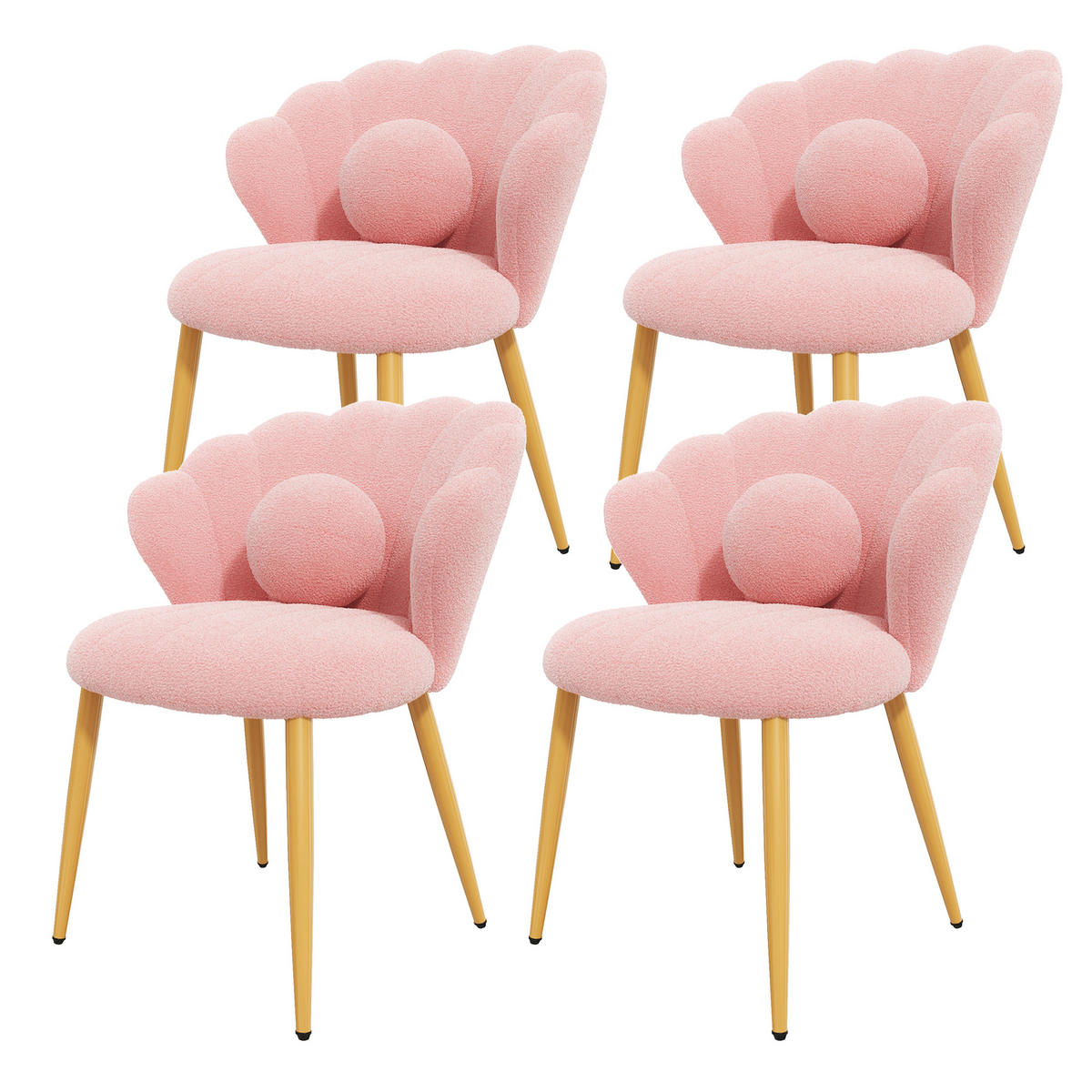 STUHL-SET 4 Stück Muschel-Design, DE-42124, Rosa - Pink, Holzwerkstoff (62.5/83/60cm) - ComfortXL