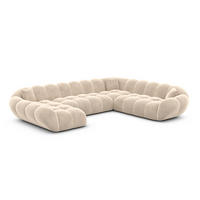 WOHNLANDSCHAFT Liva Creme Samtstoff U-Form XXL Links - Creme, Textil (323/70/258cm) - VAROYAL
