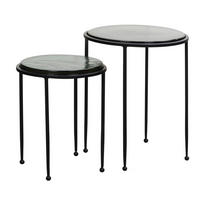 BEISTELLTISCH Set Grün Schwarz Rund Glas Metall Modern Abnehmbare Tischplatte - Schwarz/Grün, Glas/Metall (45/45/52cm) - KADIMA DESIGN