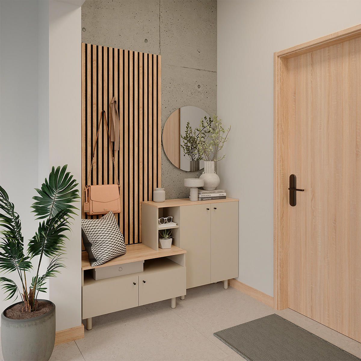 GARDEROBENSET Elano, Greige/Eiche, 140 x 80 cm 2 Teile - Greige/Eichefarben, Holzwerkstoff (140/80/40cm) - Vicco