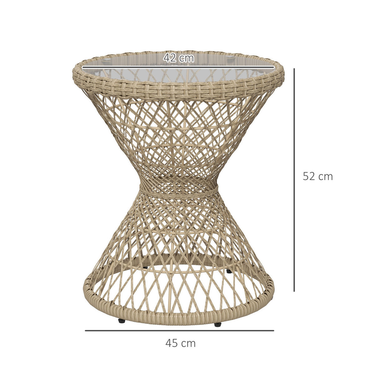 GARTENTISCH, Braun, Stahl, PE Rattan - Braun, Kunststoff (45/45/52cm) - Outsunny