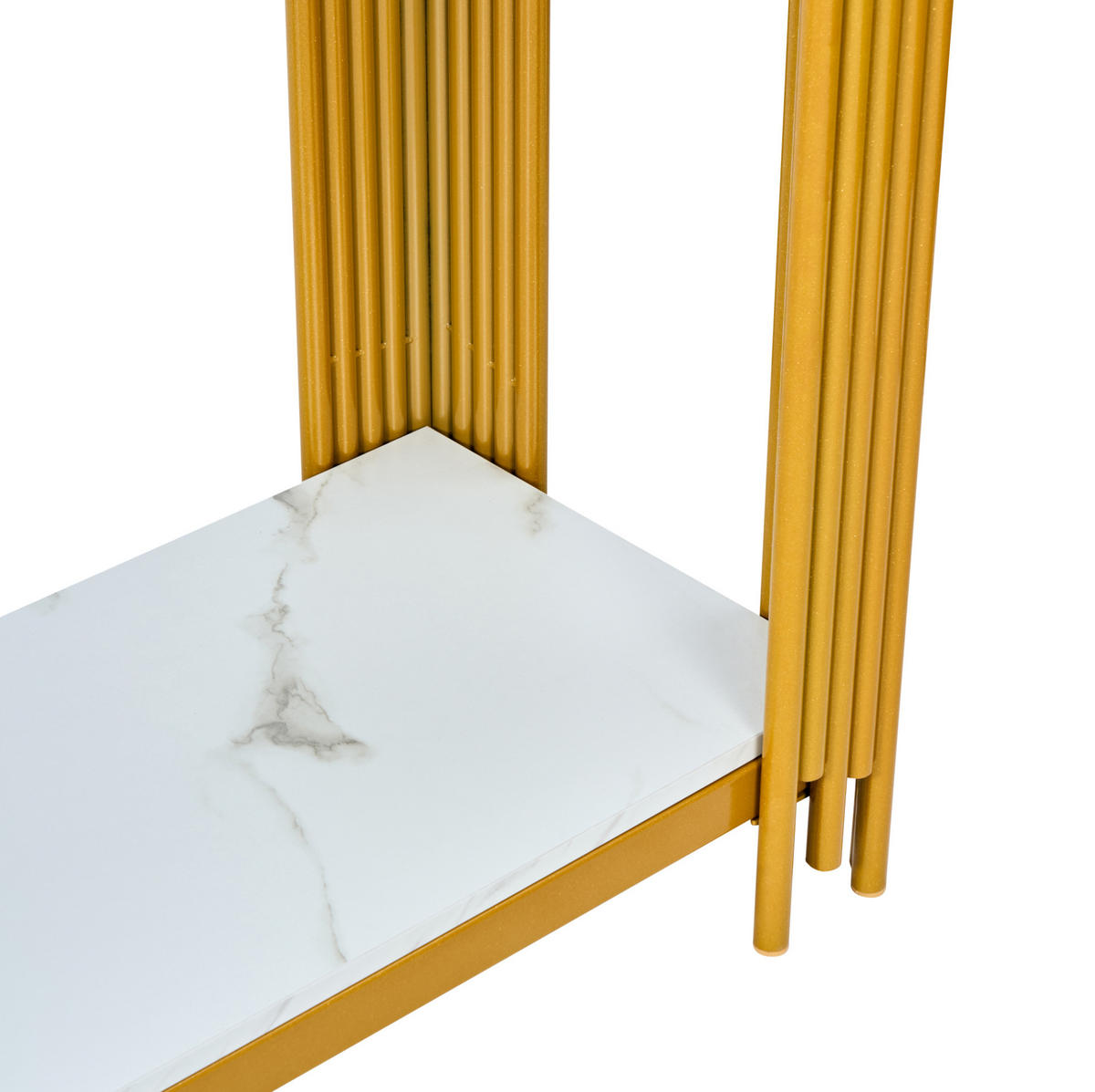 KONSOLENTISCH aus MDF und Metall 123,5x33,5x80 cm Gold/Weiß mit 2 Ablagen - Goldfarben, Holzwerkstoff (123.5/33.5/80cm) - IVMEU
