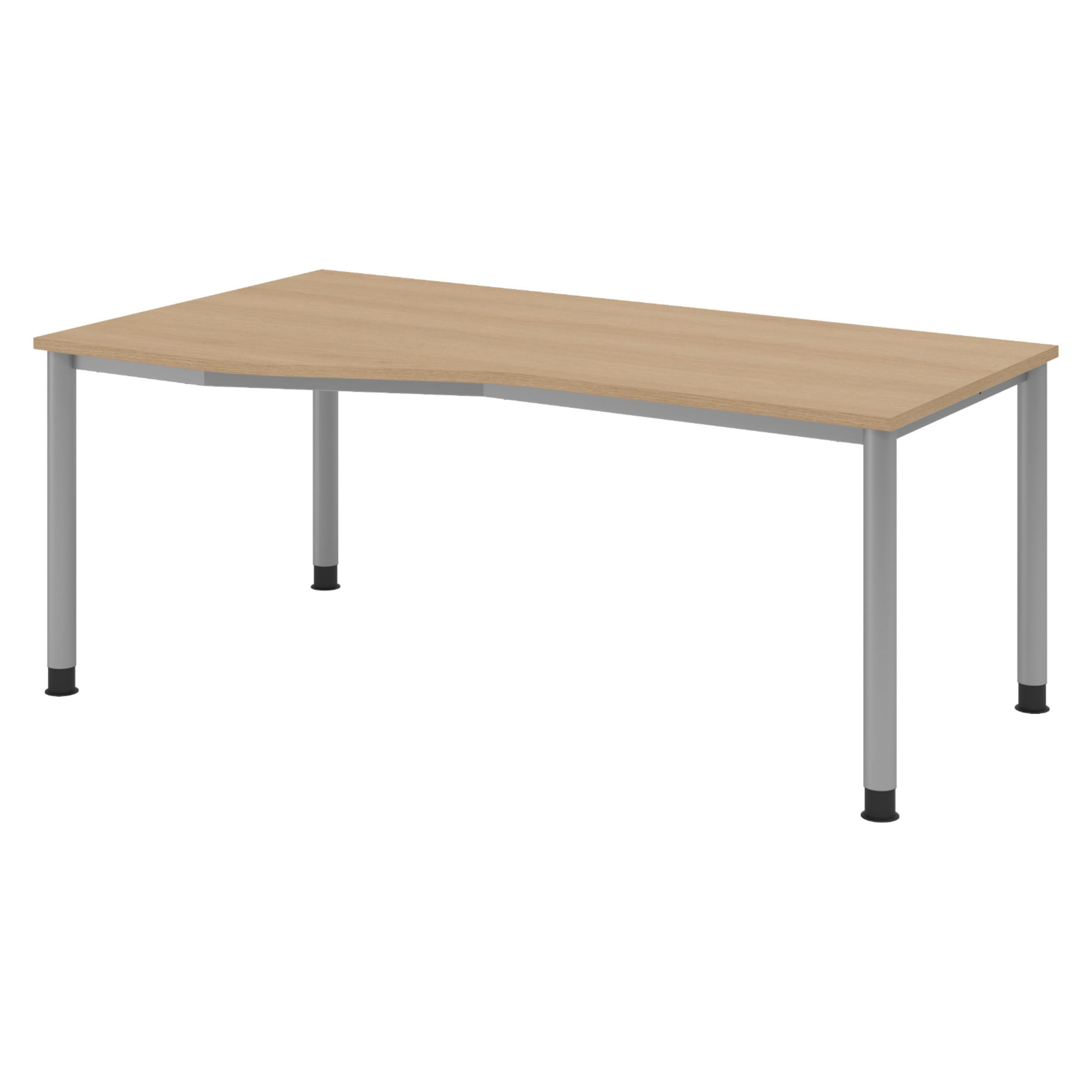 SCHREIBTISCH Serie-H 100/180/74 cm in Eichefarben/Silberfarben - Eichefarben/Silberfarben, Holzwerkstoff (100/180/74cm) - bümö