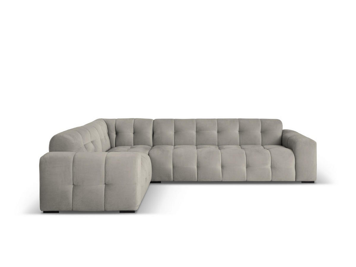 ECKSOFA links Kendal aus Samt dunkelgrau 6 Sitzplätze - Dunkelgrau, Textil (231/332cm) - Micadoni