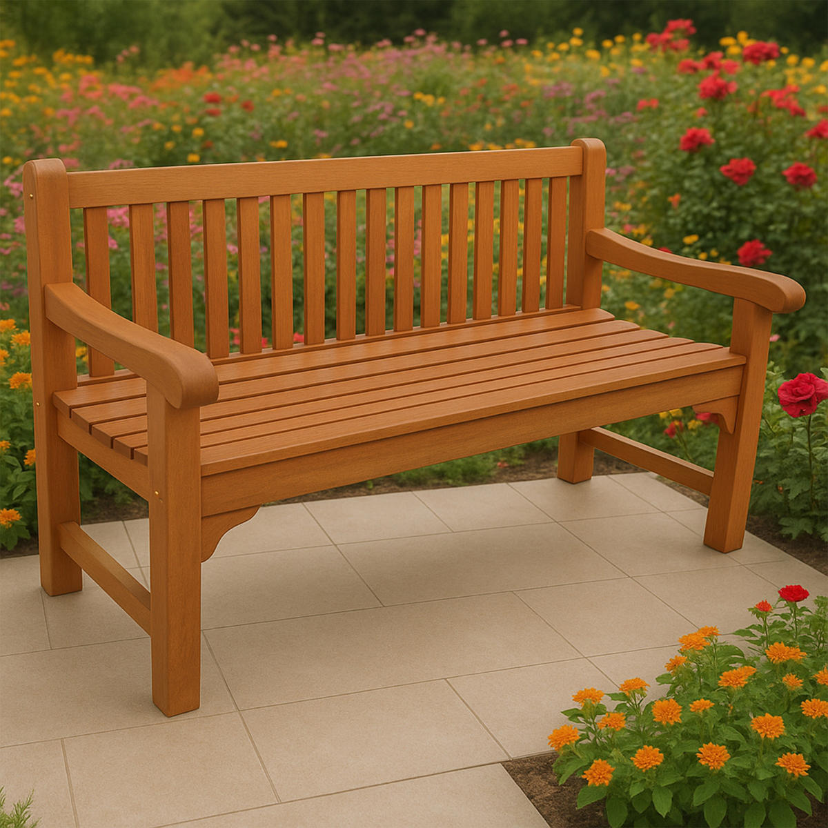 PARKBANK Edingburgh - Gartenbank 3-sitzer, aus Eukalyptusholz, geölt. Bank im Kolonial-Antik Stil - Braun, Holz (162/90/69cm) - TPFGarden