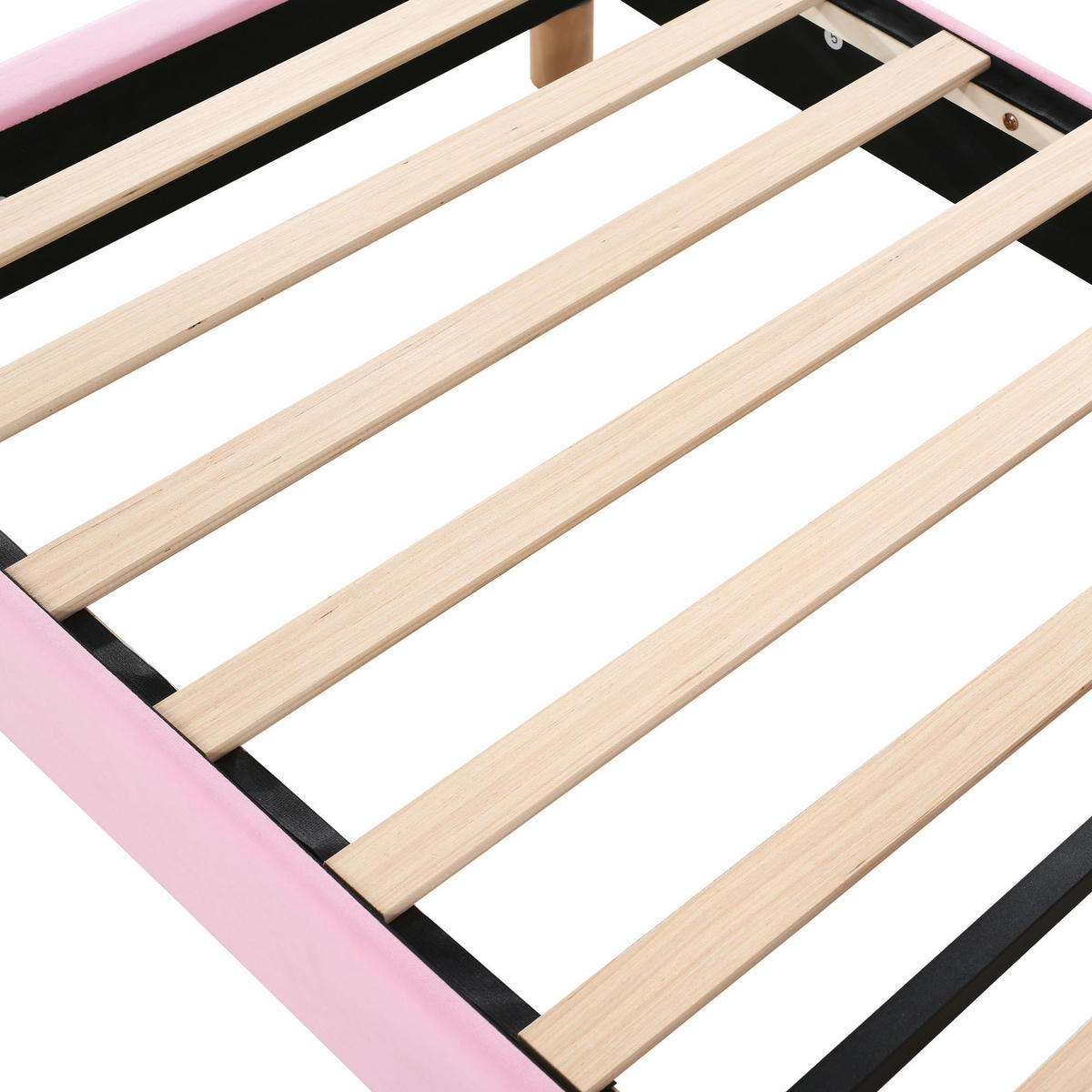 JUGENDBETT 90/200 cm in Rosa Samt mit LED und 2 Stauraumbänken - Rosa, Holzwerkstoff/Textil (90/200cm) - WISHDOR