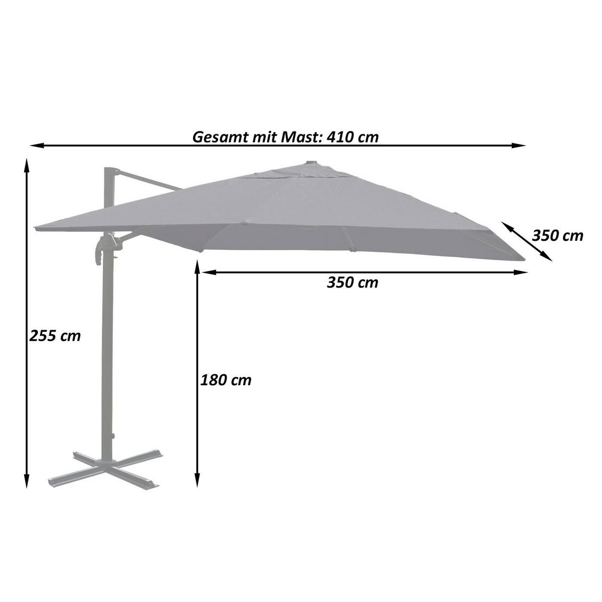 AMPELSCHIRM Anthrazit 350/350 cm - Anthrazit, Textil (410/350cm) - MCW