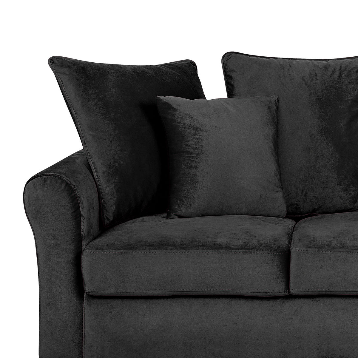 3-SITZER-SOFA Samtstoff Schwarz Bornholm - Schwarz, Textil (197/76/79cm) - Beliani