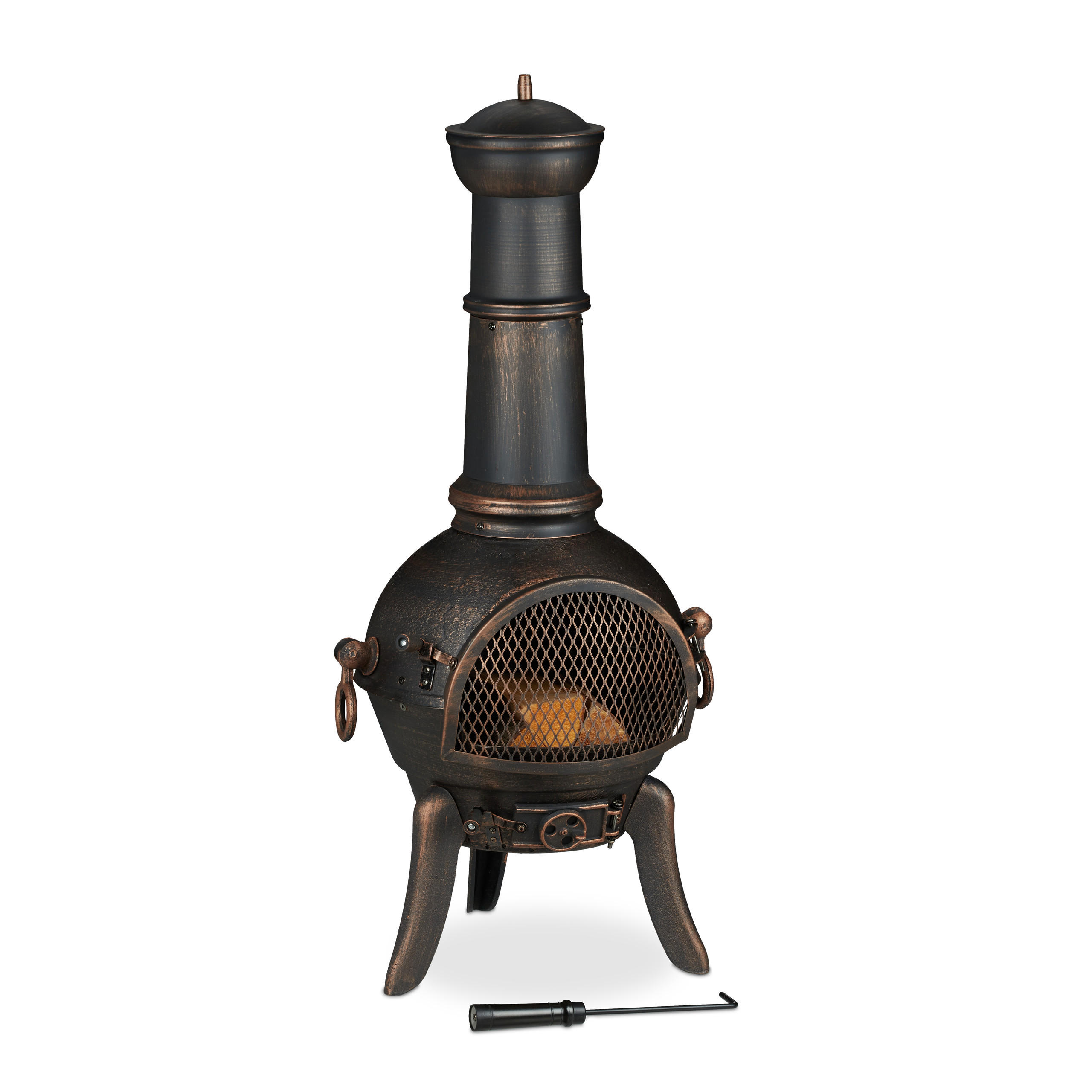 TERRASSENOFEN - Dunkelbraun, Metall (53/110/44cm) - Relaxdays