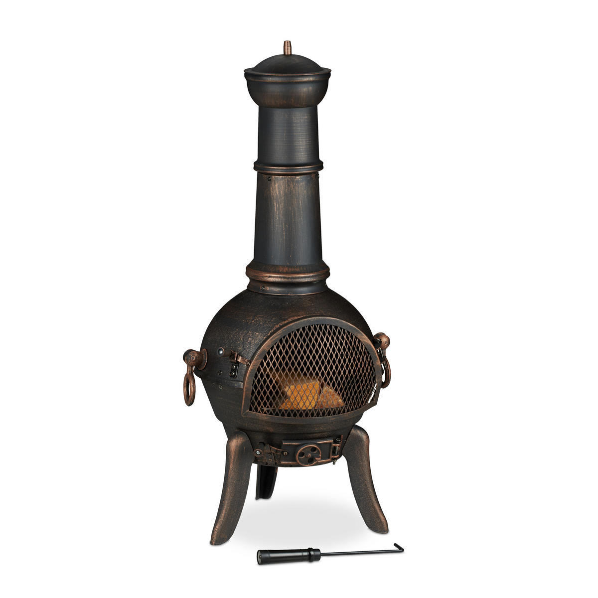 TERRASSENOFEN - Dunkelbraun, Metall (53/110/44cm) - Relaxdays