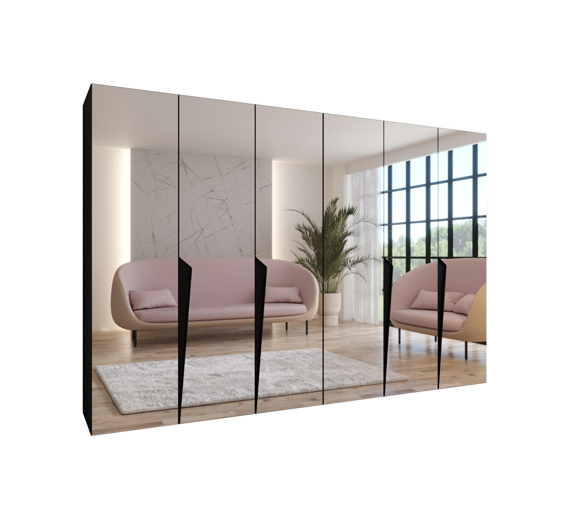 Abiks Möbel Drehtürenschrank Schwarz, Schwarz 300x202x52 cm