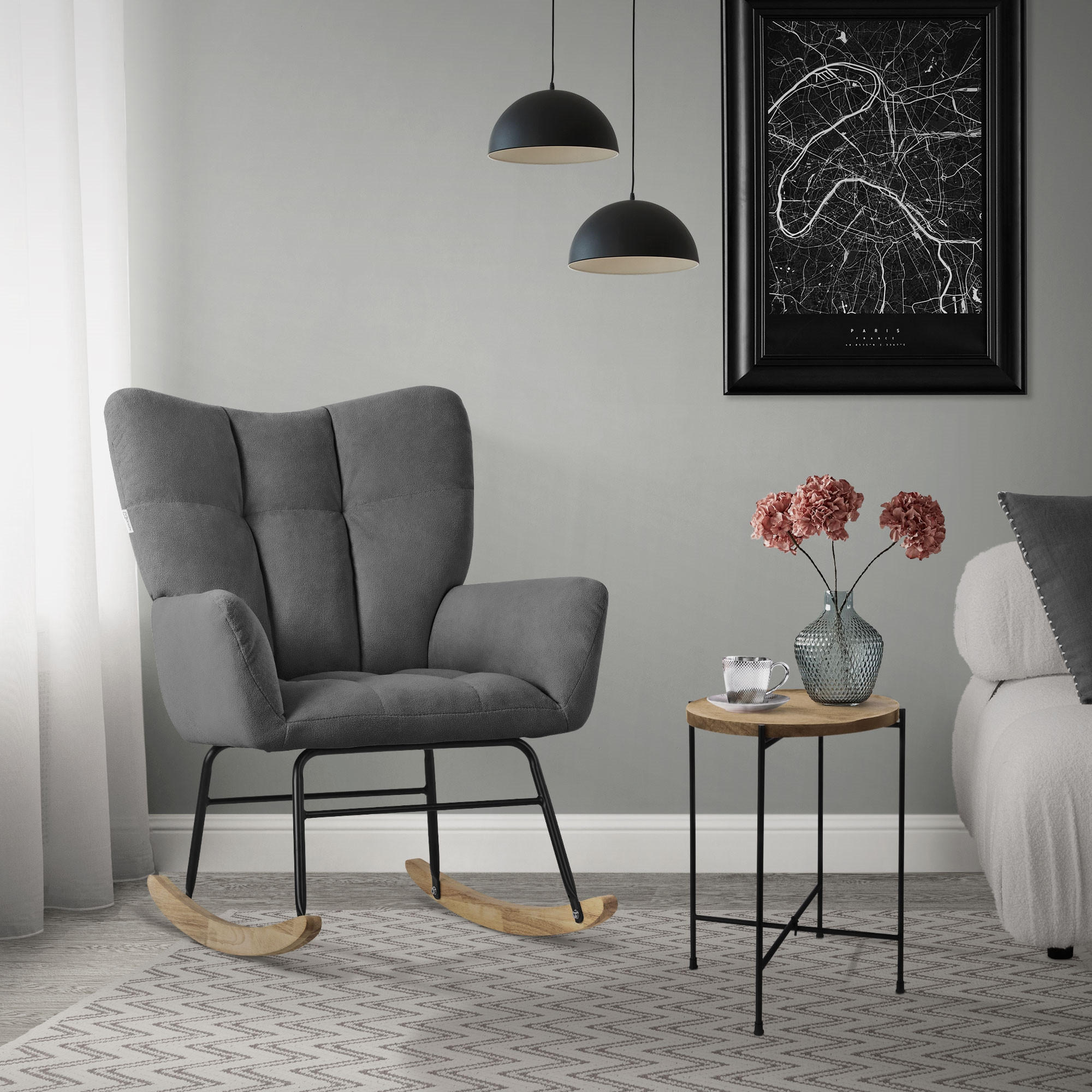 SCHAUKELSESSEL - Dunkelgrau, Metall (88/95/69cm) - ML-DESIGN