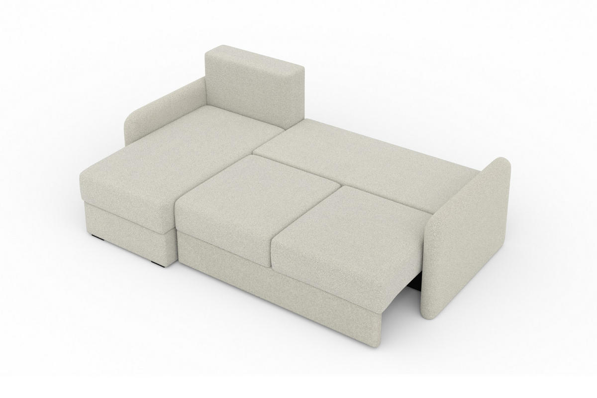 ECKSOFA BIANCO 215 cm breit in Boucle Hellgrau rechts - Hellgrau, Holzwerkstoff/Textil (215/145cm) - Deine Möbel 24