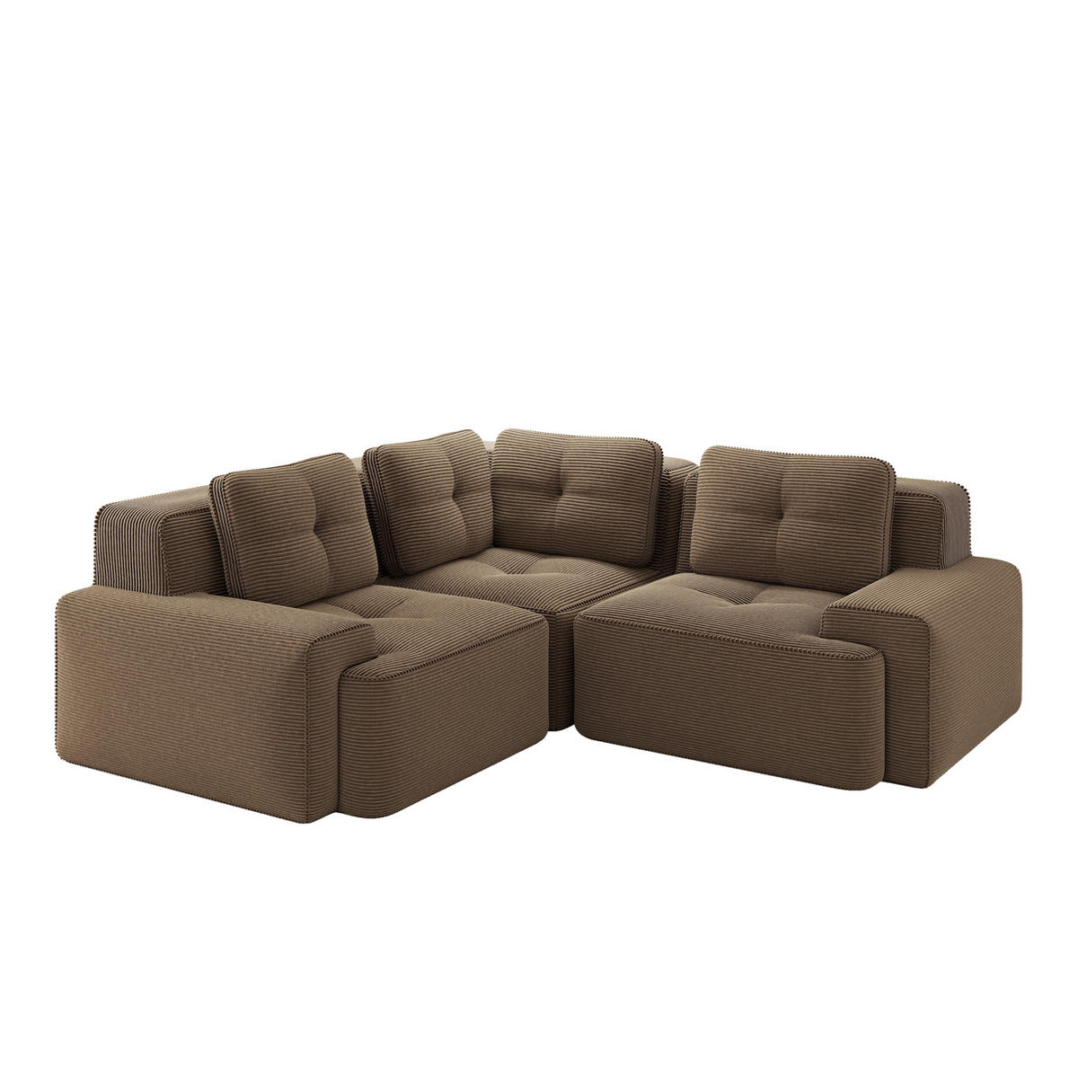 ECKSOFA modular Cord Brown 3-tlg. - Braun, Kunststoff (104/177cm) - Meubliv