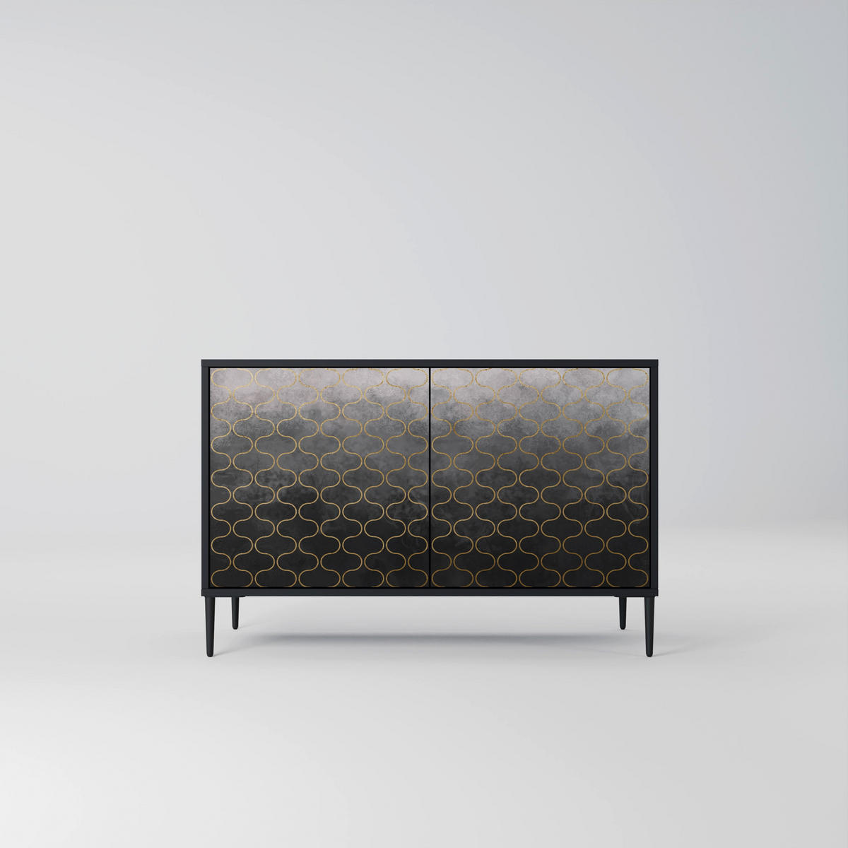 SIDEBOARD TESSELATED GRAYISH, Eicheneffekt, 111x42x77,5 cm, 2 Türen - Eichefarben/Buchefarben, Holzwerkstoff/Buchenholz (111/77.5/42cm) - SpaceRebels