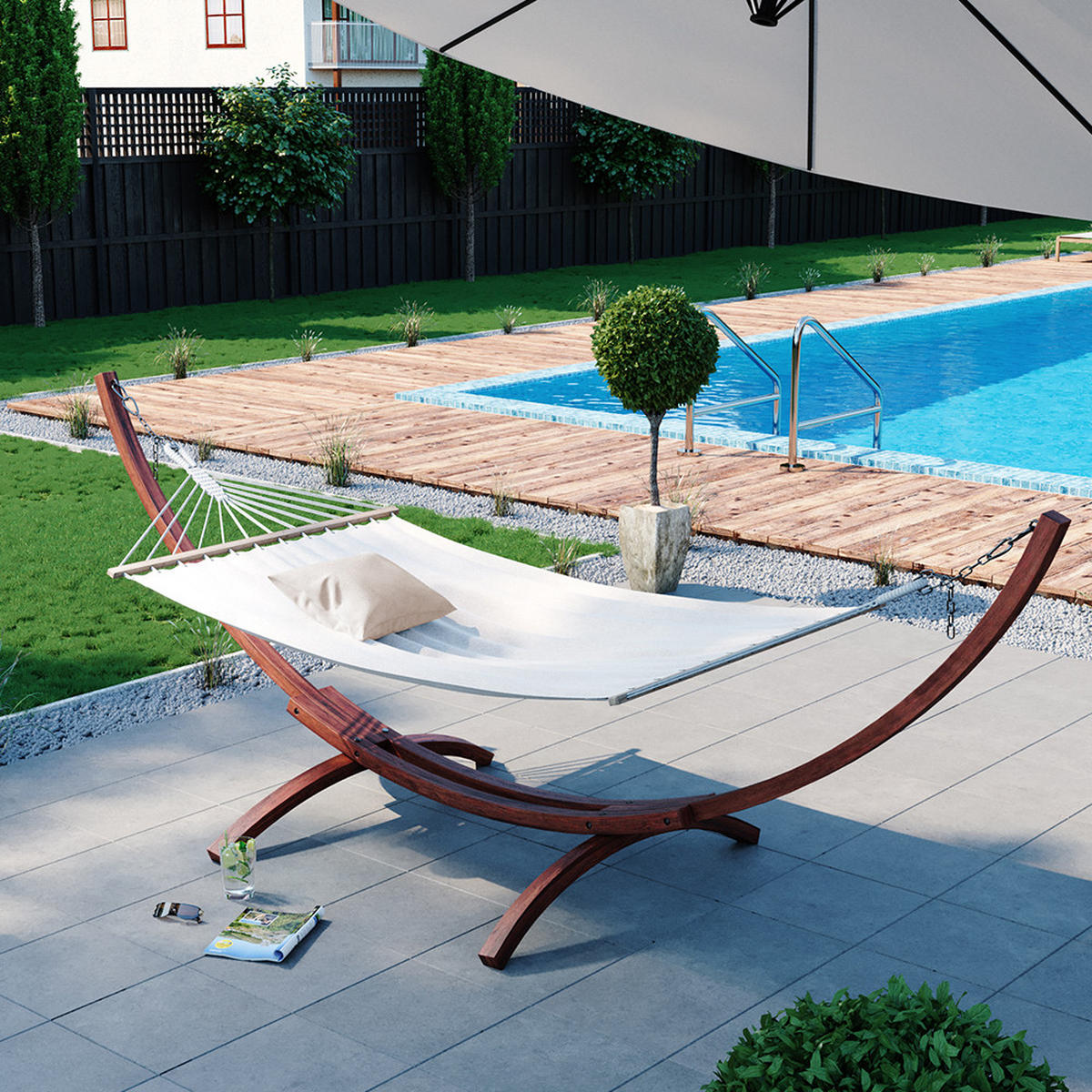 HÄNGEMATTE Weiß 190 x 120 cm - Weiß, Naturmaterialien (190/190/120cm) - OK-Living