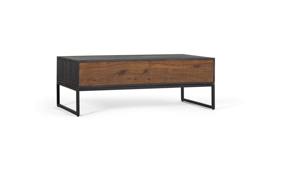 COUCHTISCH aus Palisander mit braunen Metallbeinen - Schwarz, Holz (110/60/40cm) - Giner y Colomer