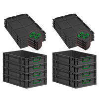 EUROBOX 8x NextGen Color mit Auflagedeckel 12x40x60 cm 23 Liter Schwarz Griffe grün zu - Schwarz/Grün, Kunststoff (40/12/60cm) - PROREGAL