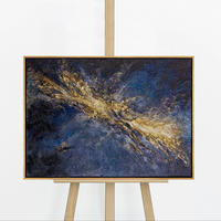 GEMÄLDE Energie des Lichts Schattenfugenrahmen Schwarz-Gold 70x50 cm - Schwarz Hochglanz, Holz (70/50cm) - YS-art gallery