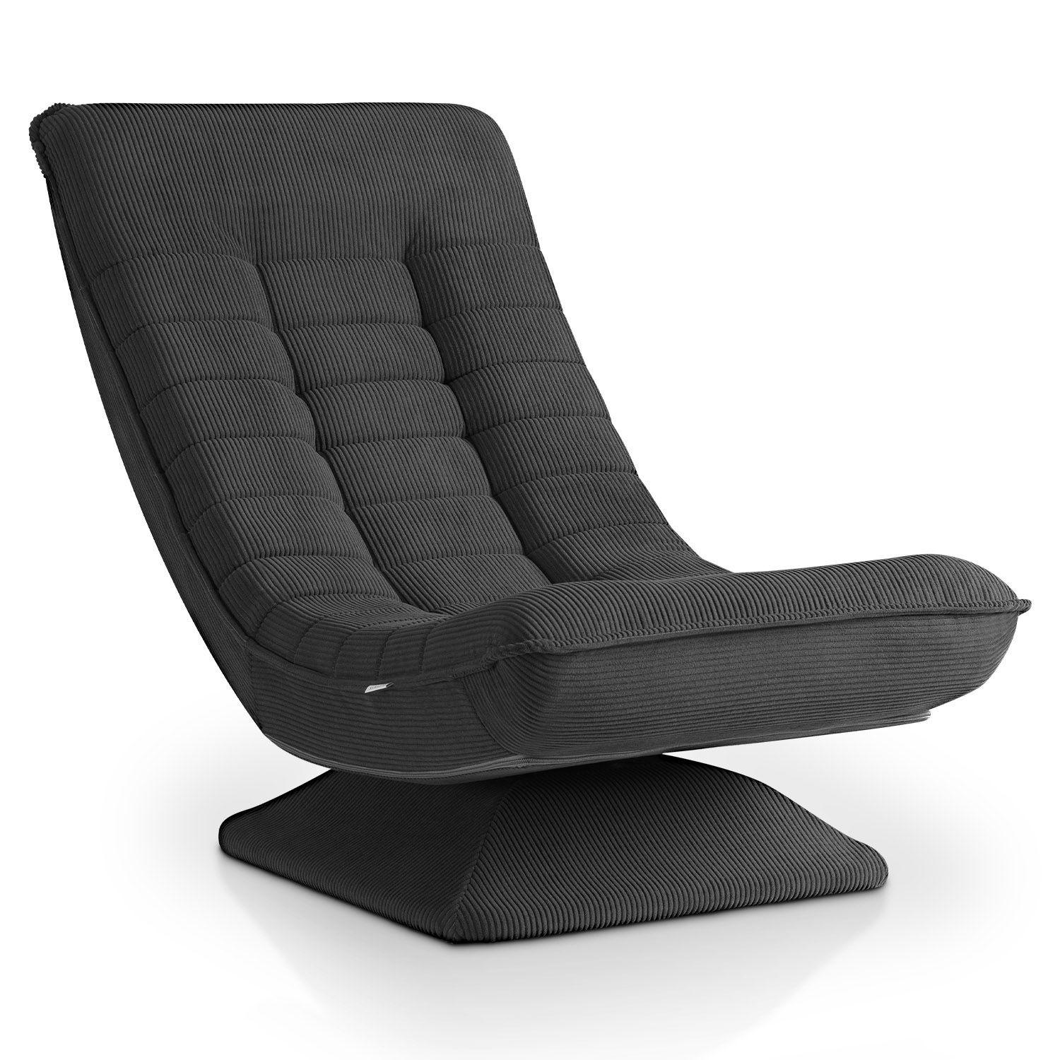 RELAXSESSEL Korsika Cord dunkelgrau - Grau, Textil (58/85/100cm) - Juskys